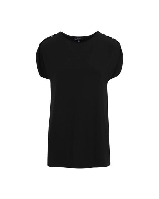 Fay Boot-Neck Jersey Top in het Black