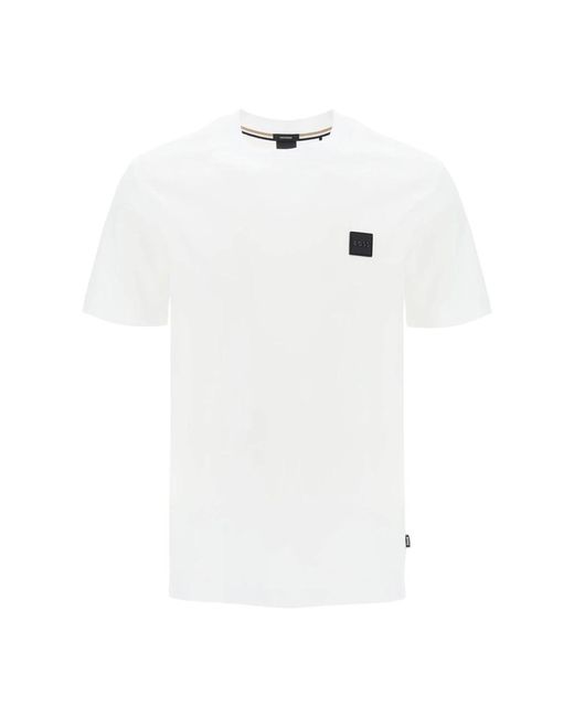 T-shirt con patch design di Boss in White da Uomo