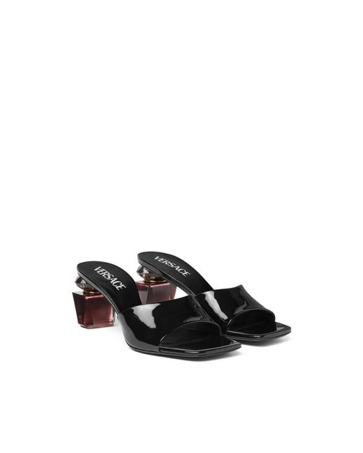 Versace Black Heeled Mules