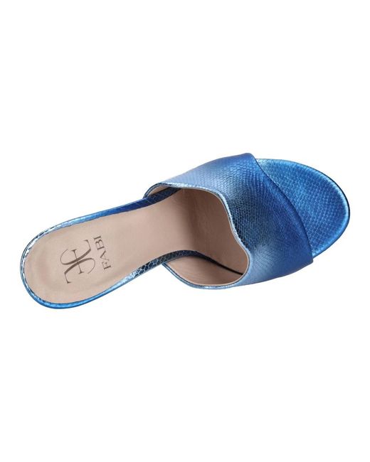 Fabi Blue Heeled Mules