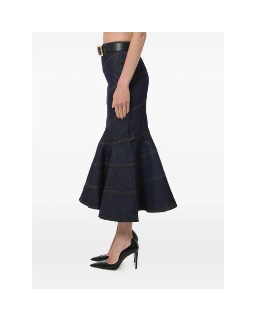 Self-Portrait Midi Skirts in het Blue