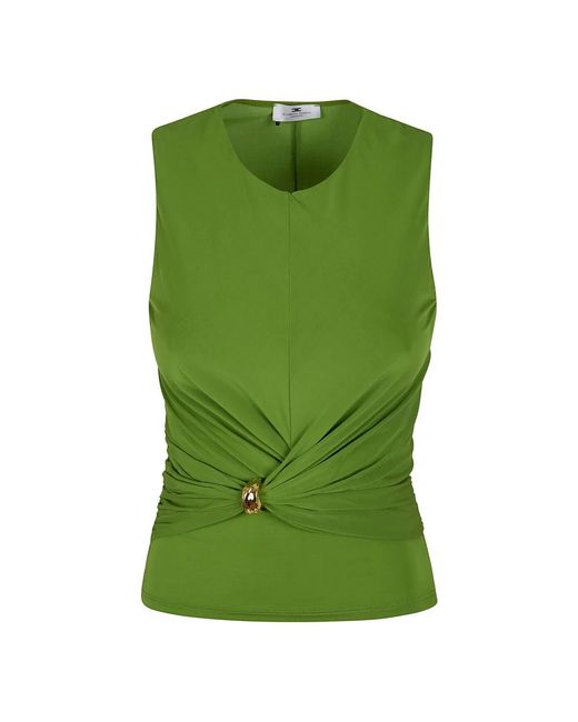 Elisabetta Franchi Green Sleeveless Tops