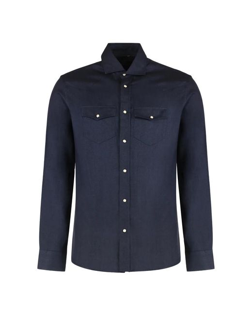 Moorer Blue Casual Shirts for men