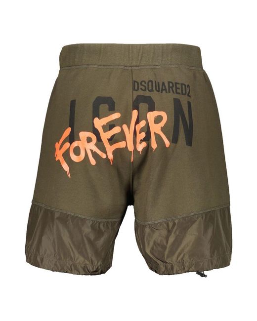 DSquared² Maxi print sweatshorts mit technischen stoffeinsätzen in Green für Herren