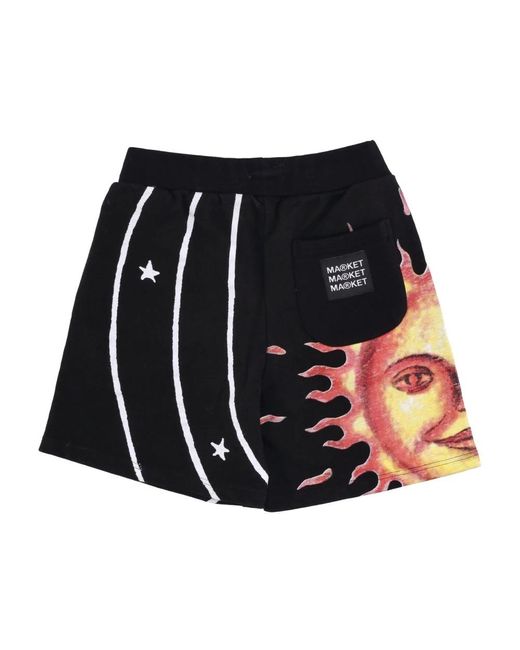 Market Schwarze Sweatshorts Mit Sonnensystem-Print in Black für Herren