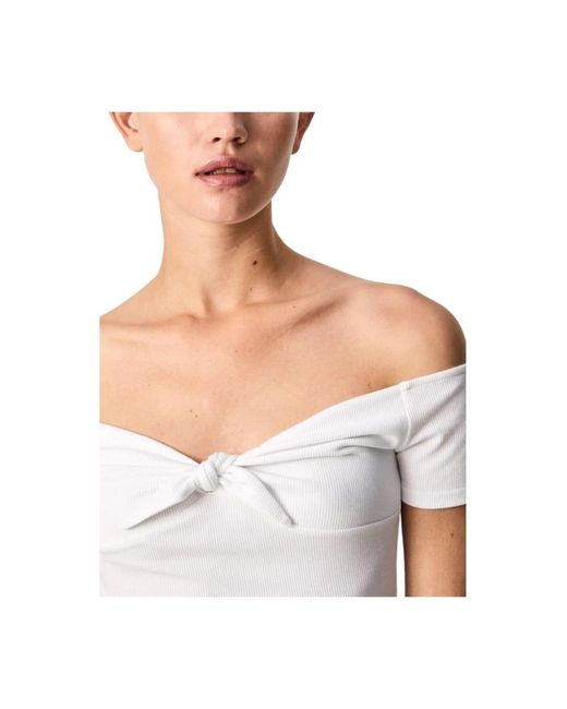 Pepe Jeans Overhemden ,Wit ,Polyester Beth Top in het Natural