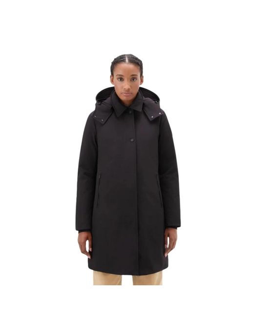 Woolrich Jassen ,Zwart ,Softshell Trenchcoat in het Black