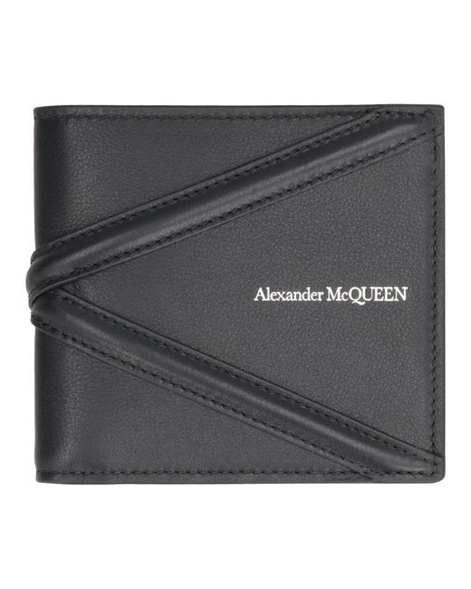 Alexander McQueen Leather Bifold Wallet in Black for Men Lyst