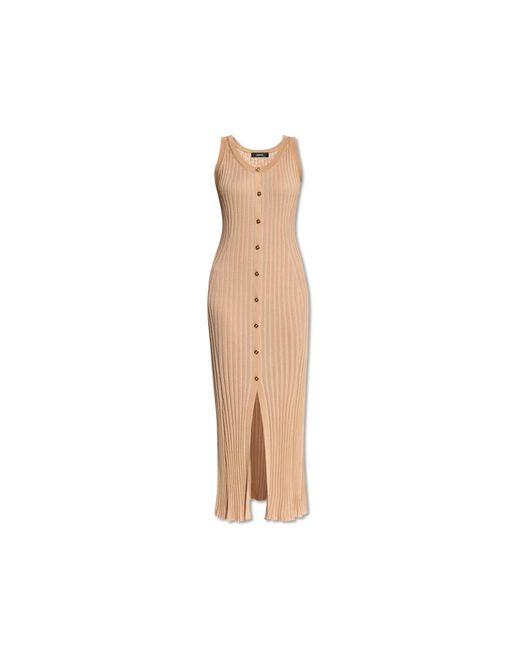 Versace Natural Geripptes Ärmelloses Kleid