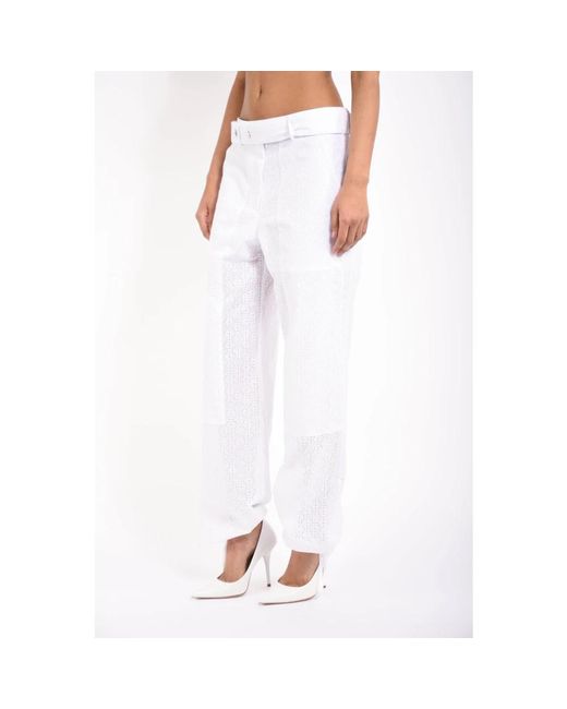 MSGM White Tapered Trousers