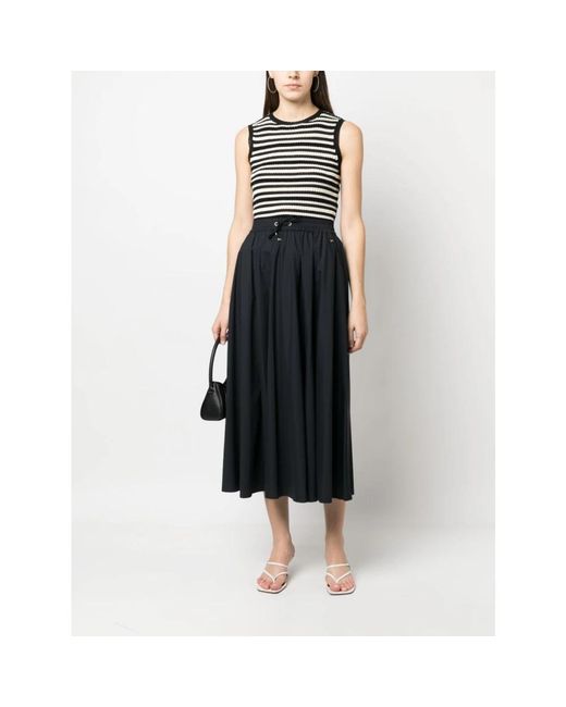 Herno Lange Rok Met Elastische Tailleband in het Black