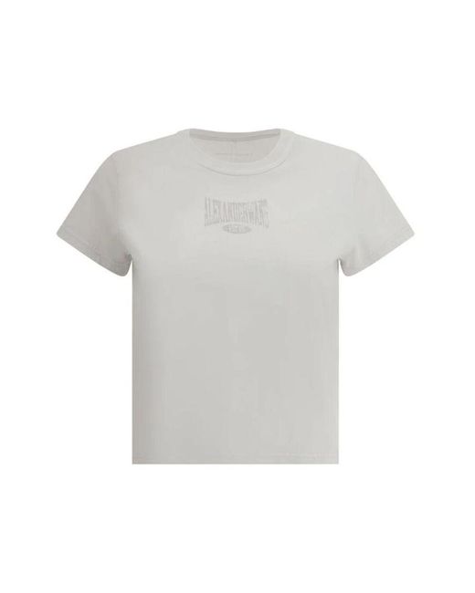 Alexander Wang Gray Monogramm grafik t-shirt retro-stil