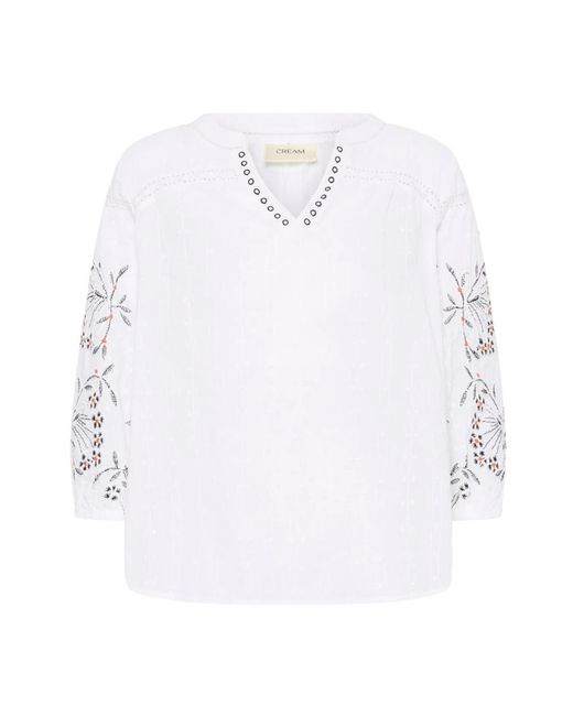 Blouses Cream de color White