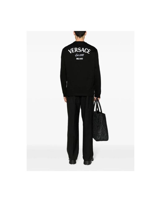 Versace Black Long Sleeve Tops for men