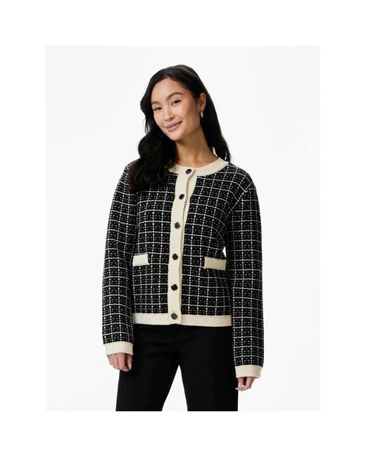 Y.A.S Truien & Vesten ,Zwart ,Nylon Metallic Knit Cardigan in het Black