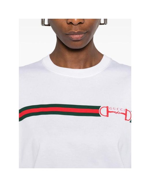 Gucci Tops ,Wit ,Katoen Logo Katoenen T-Shirt in het White