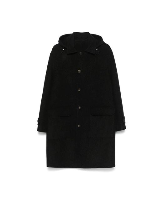 Eleventy Jassen ,Zwart ,Wol Wollen Herenjas Met Afneembare Capuchon in het Black voor heren
