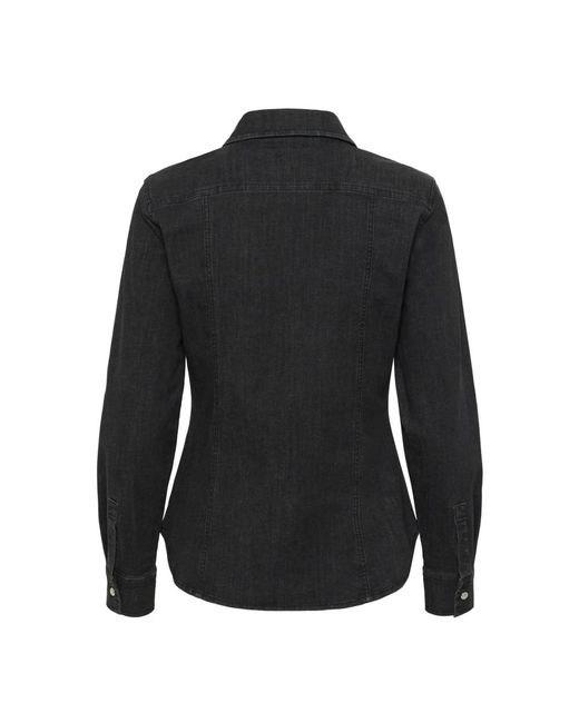 Part Two Overhemden ,Zwart ,Denim Zwarte Denim Shirt Met Zakken in het Black