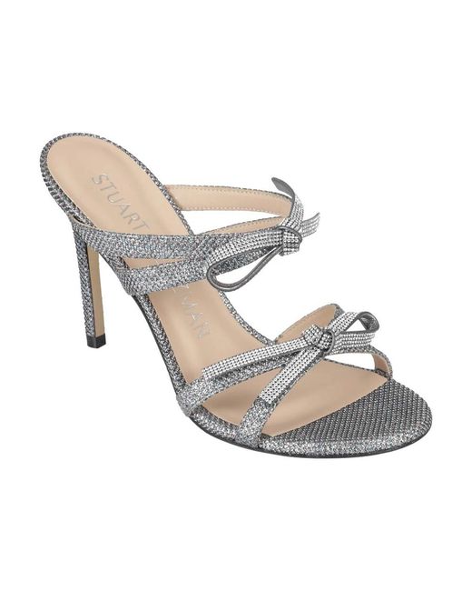 Stuart Weitzman Gray Heeled Mules
