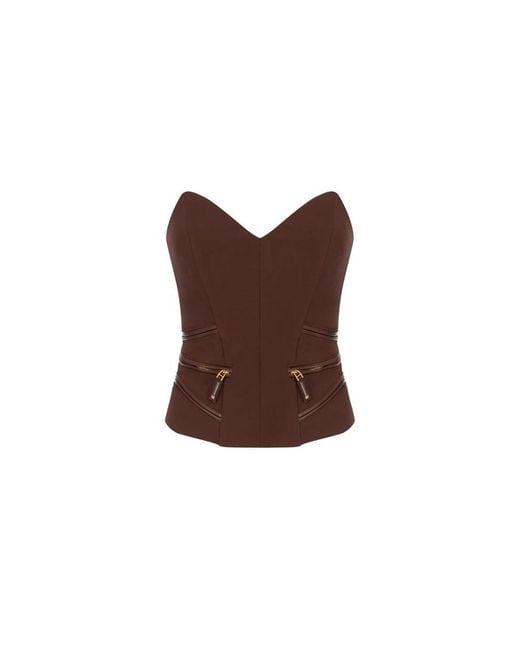 Elisabetta Franchi Brown Sleeveless Tops