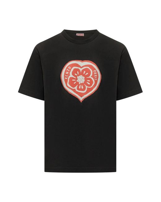 KENZO Tops ,Zwart ,Katoen Boke Heart T-Shirt in het Black voor heren