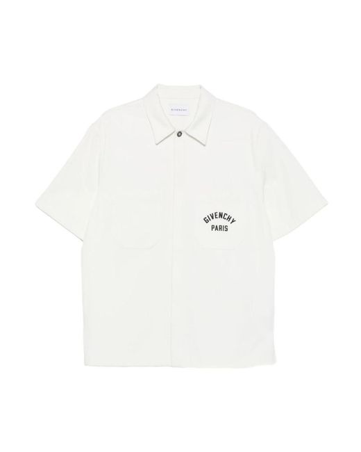 Givenchy Overhemden ,Wit ,Katoen Geborduurd Logo Off- Shirt in het White voor heren