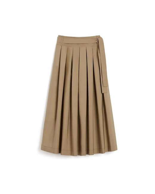 Weekend by Maxmara Rokken ,Katoen Agiate Pleated Skirt in het Natural