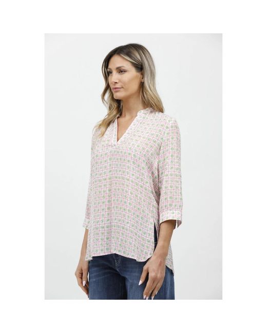 Caliban Overhemden ,Wit ,Katoen Lange Mouw Blouse in het White