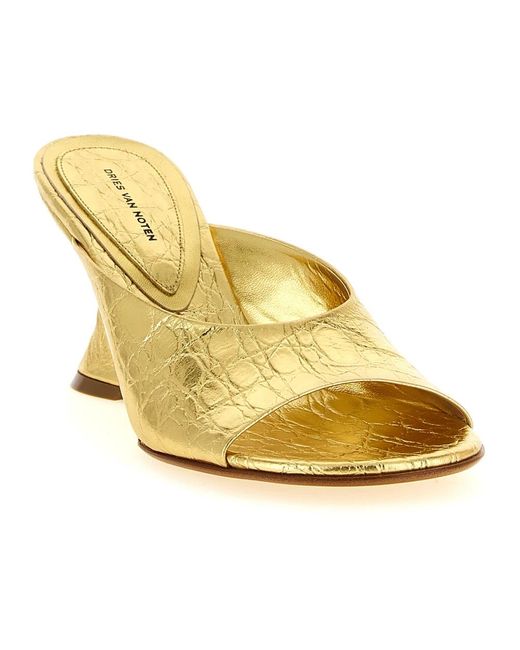 Dries Van Noten Yellow Heeled Mules