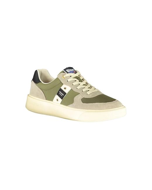 Blauer Grüner Leder Herren Sneaker in Green für Herren
