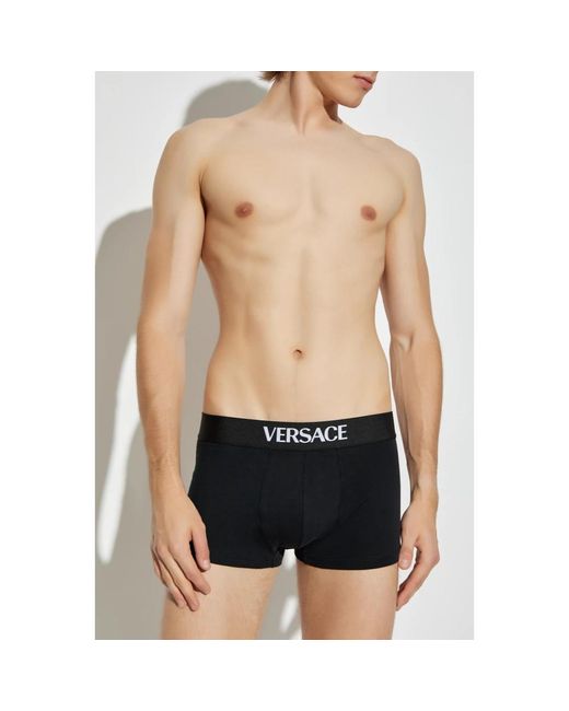 Versace Ondergoed ,Zwart ,Katoen Katoenen Boxershorts Met Logo in het Black voor heren