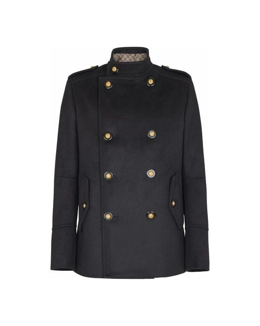 Double-Breasted Coats di Balmain in Black da Uomo