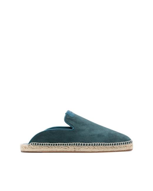 Lanvin Schoenen ,Blauw ,Leer Blauwe Platte Schoenen Met Gevlochten Zool in het Blue voor heren