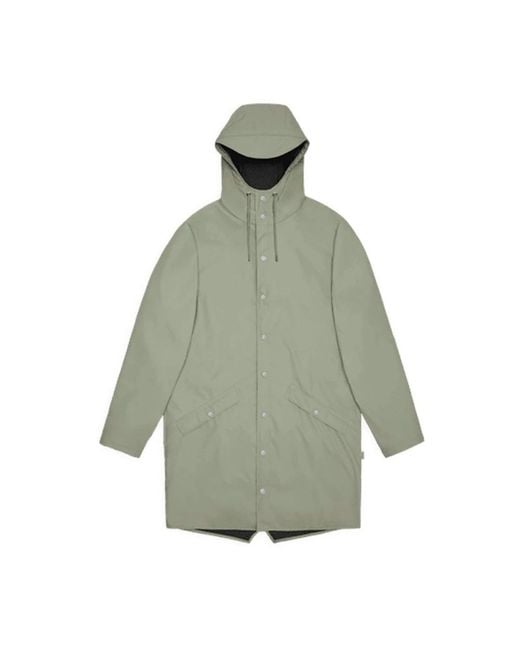 Rains Green Lange, wasserdichte regenjacke