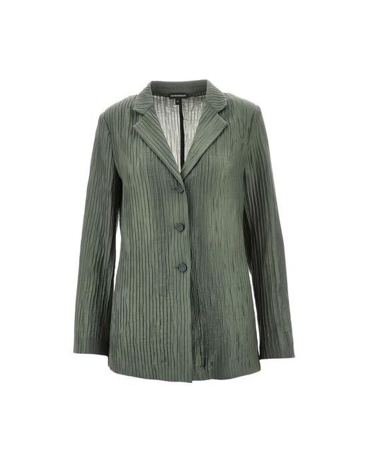 Emporio Armani Green Single-Breasted Blazer Jacket