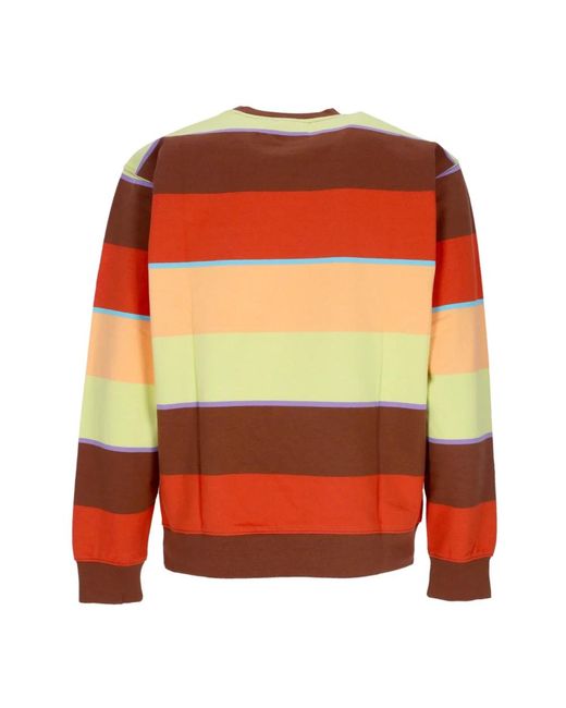 Obey Hoodies & Sweatvesten ,Veelkleurig ,Katoen Gestreepte Crewneck Sweatshirt Sepia Multi in het Orange voor heren