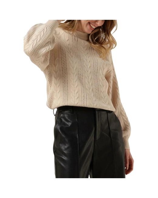 Object Elena L/S Knit Pullover 123 in het Natural