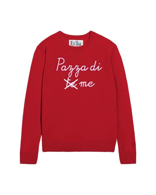 Mc2 Saint Barth Red Round-Neck Knitwear