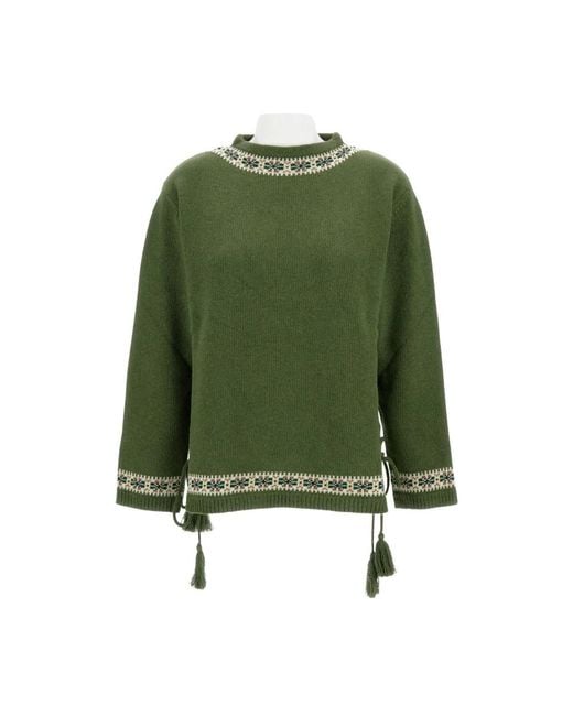 Bode Green Round-Neck Knitwear