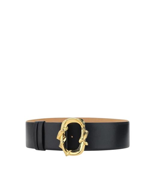 Alexander McQueen Zwarte Leren Riem Met Gouden Gesp in het Black