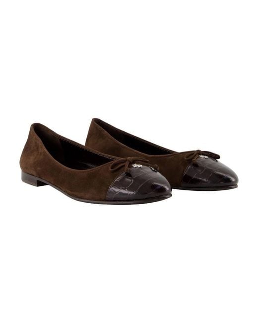 Tory Burch Brown Cap Toe Ballerinas