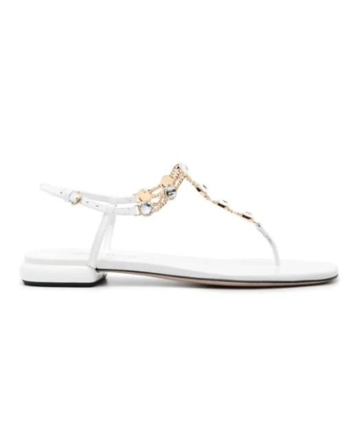Miu Miu White Flat Sandals