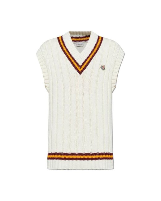 Moncler White Sleeveless Knitwear for men