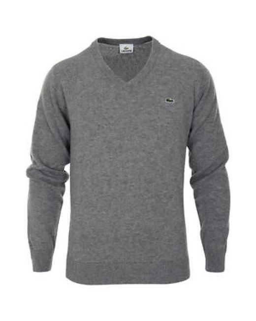 Lacoste Gray V-Neck Knitwear for men