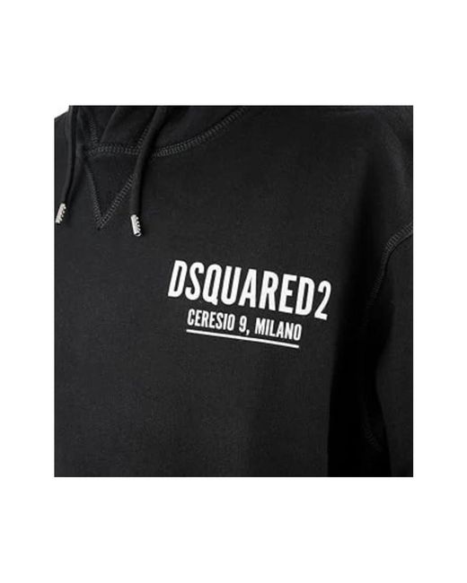 DSquared² Hoodies & Sweatvesten ,Zwart ,Katoen Zwarte Logo Print Hoodie Italiaans Gemaakt in het Black voor heren