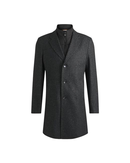HUGO Black Single-Breasted Coats for men