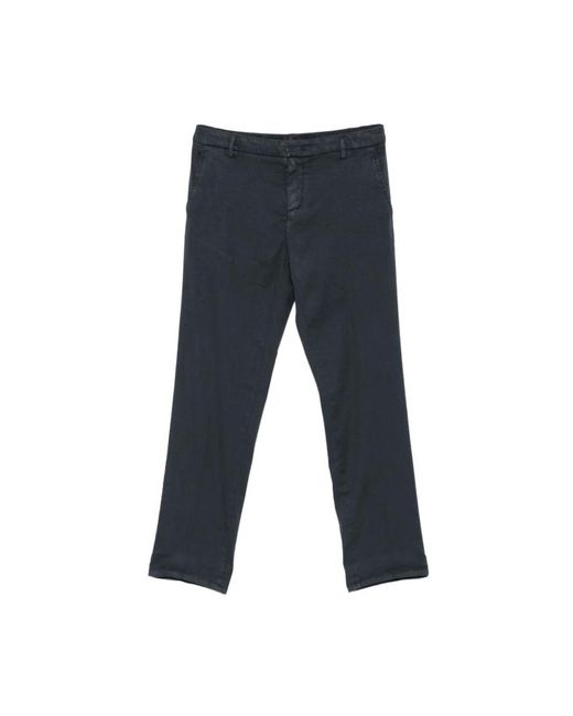 Dondup Blue Straight Trousers for men