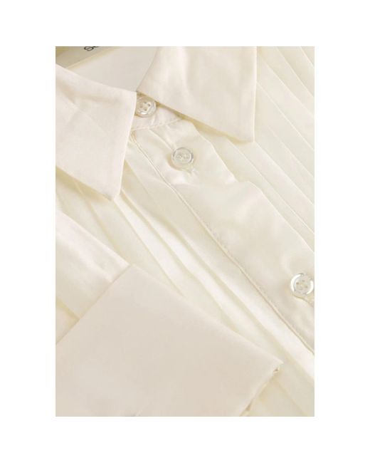 SELECTED Overhemden ,Wit ,Polyester Slfiris Relaxed Ls Shirt B in het Natural