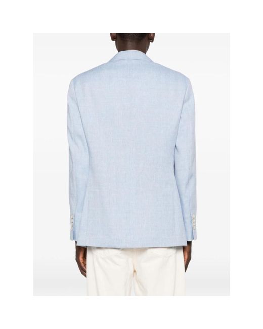 Brunello Cucinelli Notched Lapel Blazer in het Blue voor heren