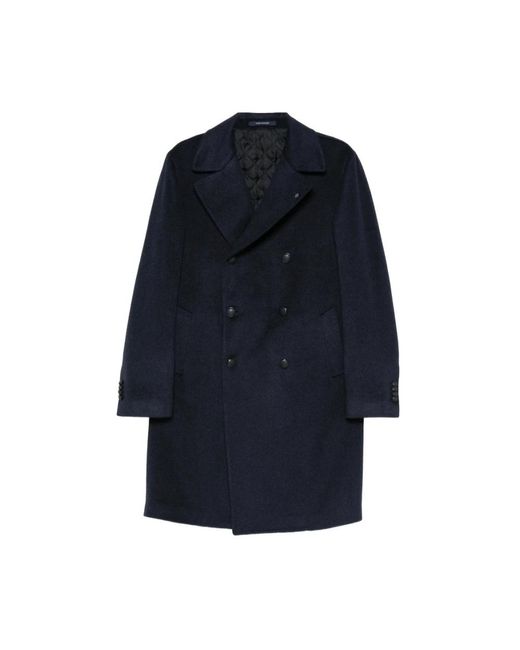 Tagliatore Blue Double-Breasted Coats for men